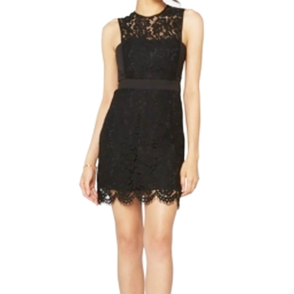 Fame and Partners Black Size 0 Sheath Floral Lace